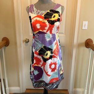 Tahari colorful cotton dress no size tag with pockets